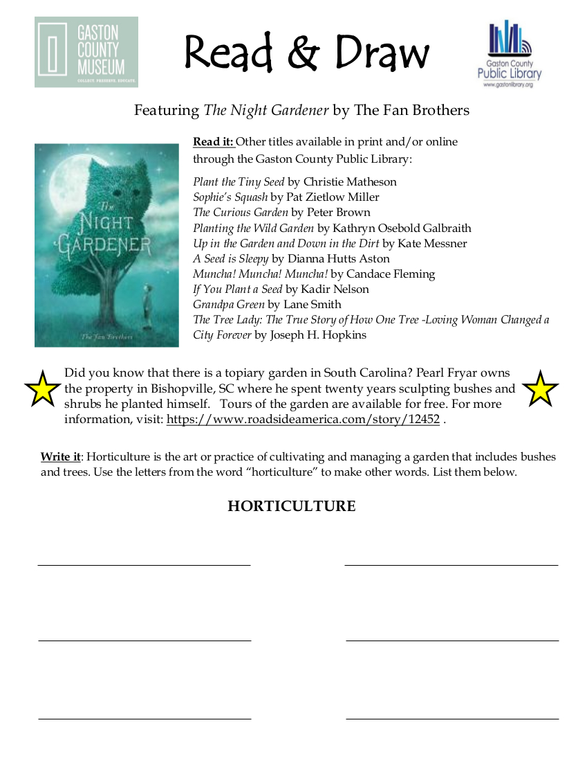 the night gardener activities